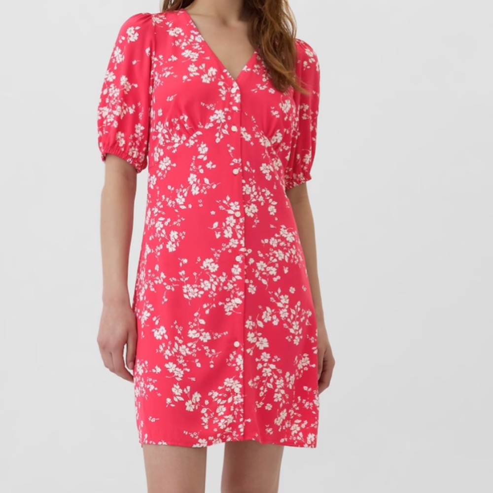 New with tags Gap Factory Puff Sleeve Button-Front Mini Dress size medium